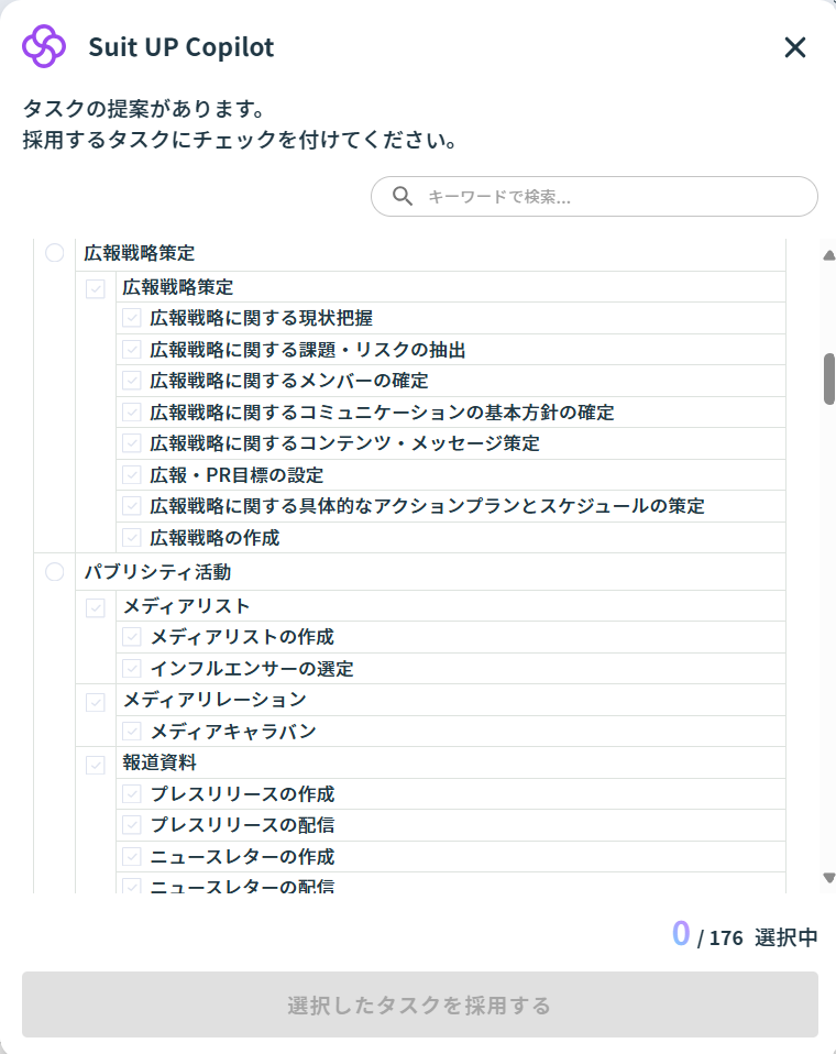 広報（PR）のタスクのひな型「広報戦略」