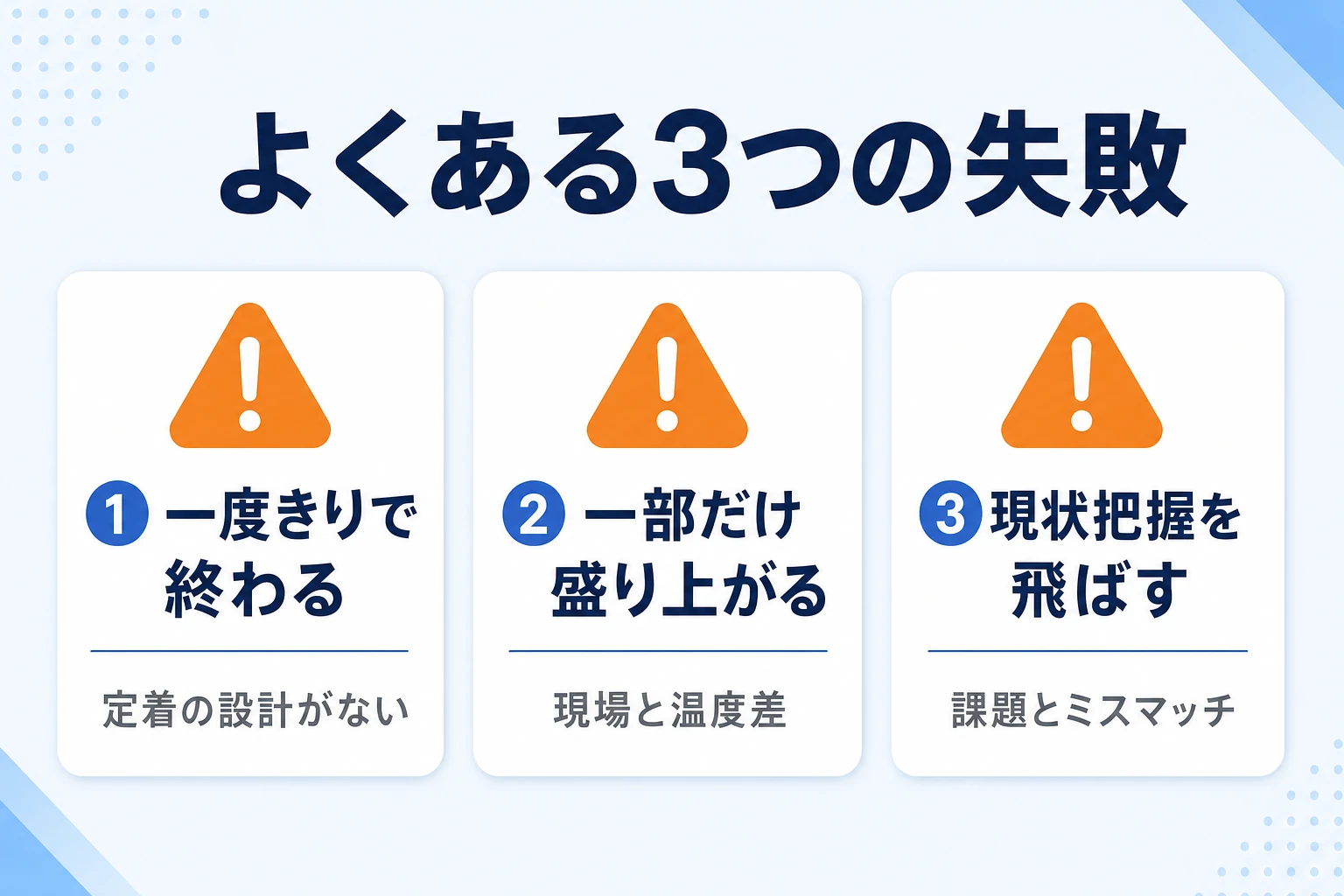 組織力向上でよくある3つの失敗パターンとその対策