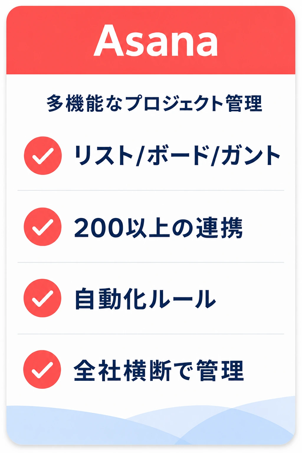 Asana（アサナ）の特徴：部署をまたぐプロジェクトを本格的に横断管理したいチームに向くタスク管理ツール