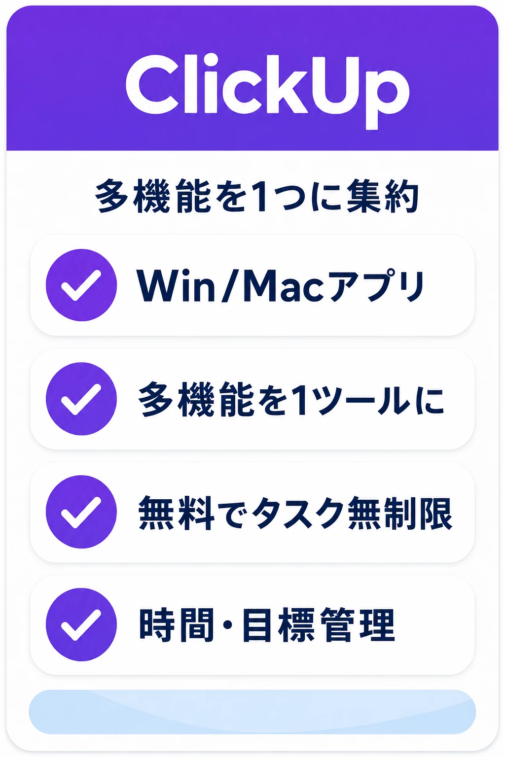 ClickUpの特徴：多機能を1つに集約してデスクトップで管理したいチームに向くタスク管理ツール