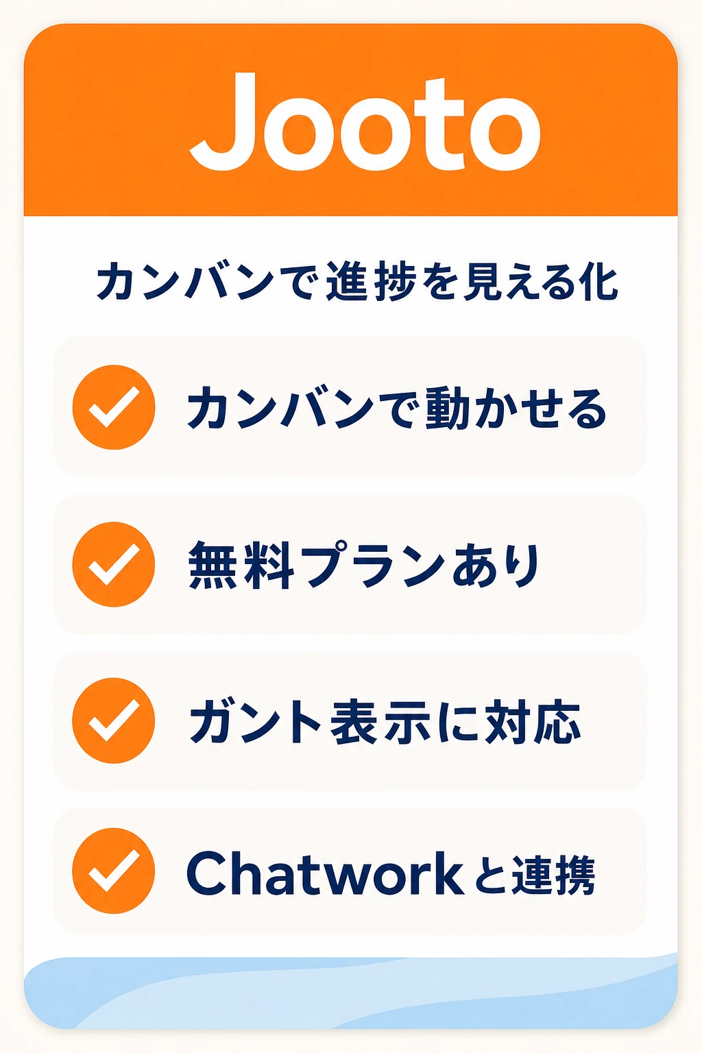 Jootoの特徴:カンバンで視覚的にタスクの進捗を管理したいチームに向くタスク管理ツール
