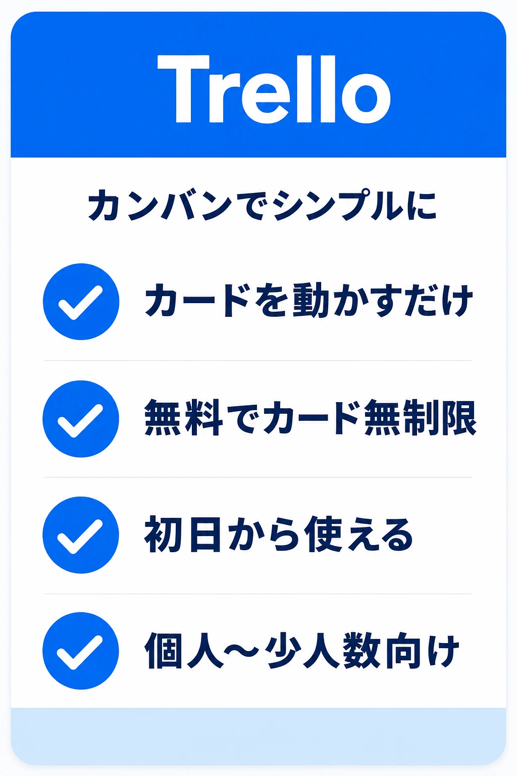 Trello（トレロ）の特徴：カードを動かすカンバンで直感的に管理したいチームに向くタスク管理ツール