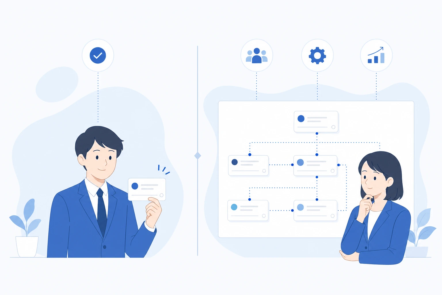 1つのタスクとプロジェクト全体を対比するイメージ