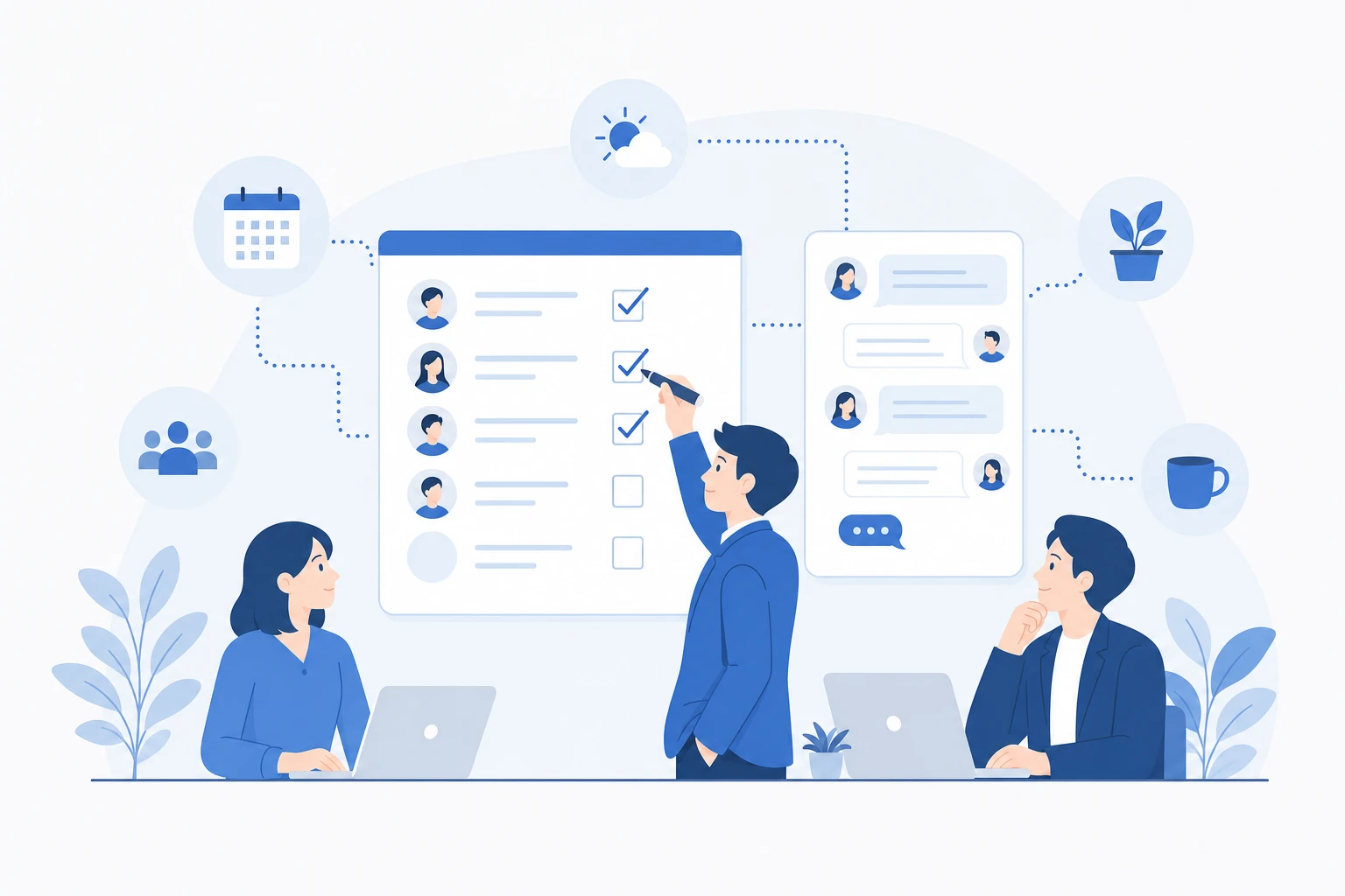 Slackで会話とタスクを両立させるイメージ