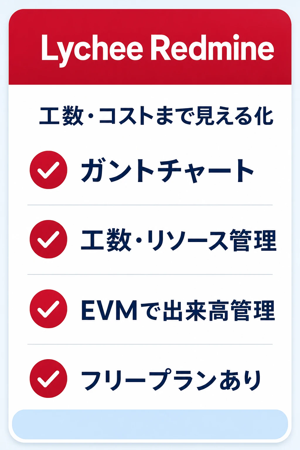 Lychee Redmine（ライチ・レッドマイン）の特徴：工数・コストまで含めてプロジェクトを見える化したいチームに向くタスク管理ツール