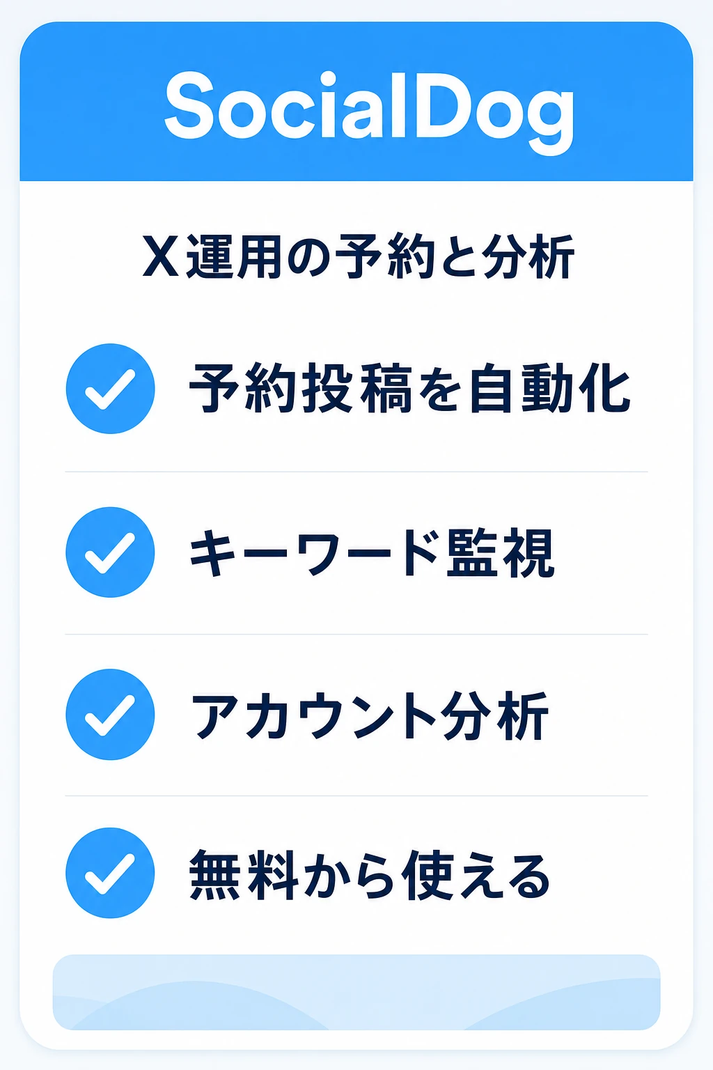 SocialDog（ソーシャルドッグ）の特徴：X（旧Twitter）運用の予約投稿と分析を効率化したいチームに向くタスク管理ツール